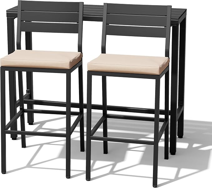 Crestlive Products Outdoor Bar Table and Chairs Set, 3 Piece Outside Patio Bar - Image 9