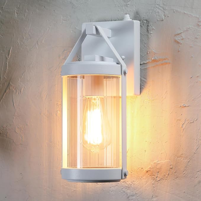 LONEDRUID Dusk to Dawn Sensor Outdoor Wall Sconce Lighting White Exterior Porch - Image 2