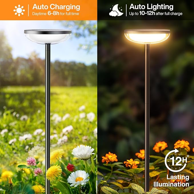 Tall Solar Pathway Lights Outdoor, 2 Pack Solar Garden Lights Outdoor - Image 7