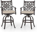 PHI VILLA Outdoor Swivel Bar Stools Set of 2, Cast Aluminum High Top Pub Height by PHIVILLAThepioneerofcomfortablehouseholdsupplies