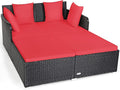 Tangkula Outdoor Rattan Daybed, Sunbed Wicker Furniture w/Spacious Seat by TANGKULA