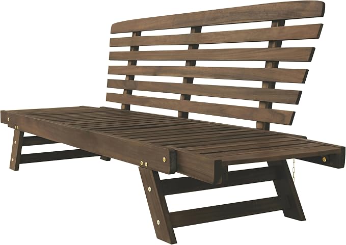 Outdoor Adjustable Patio Wooden Daybed Sofa Chaise Lounge - Image 7