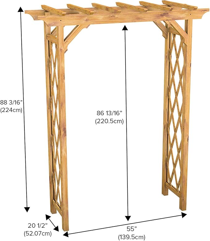 Vita Heartwood Cedar Wood Arbor – 55" x 88" Golden Brown Garden Arch, Durable - Image 5