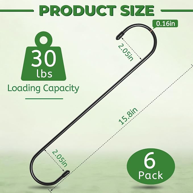 Large Garden S Hooks, 16 Inches Long Plant Hangers Outdoor, Metal Plant Hooks - Image 2