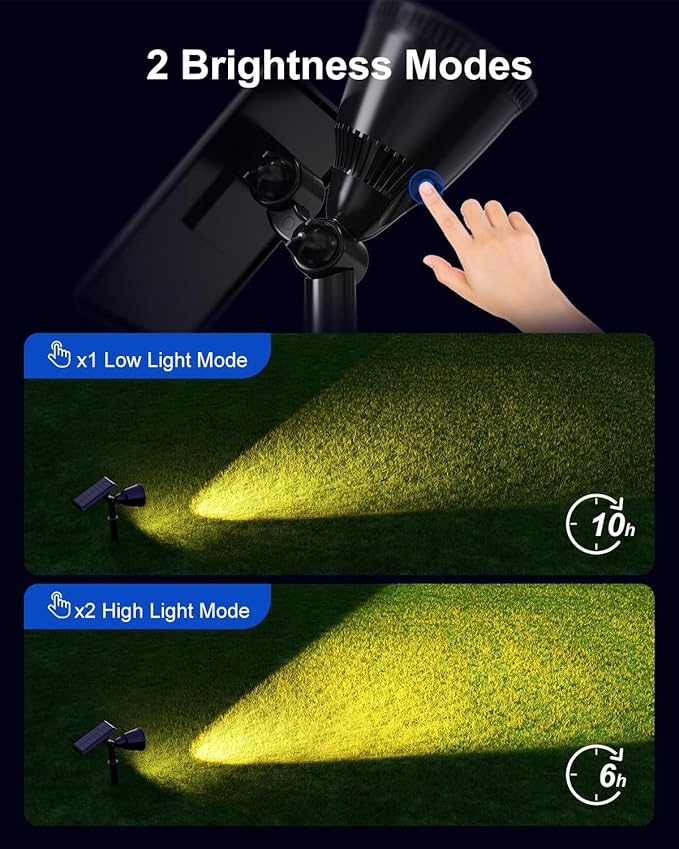 2 Pack Outdoor Solar Powered Spot Lights Waterproof Bright LED Spotlights - Image 6