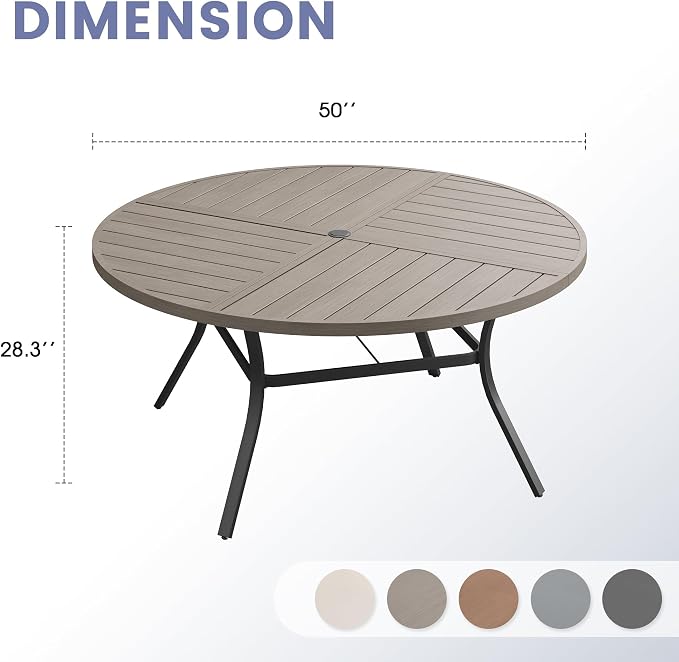 VICLLAX 50" Round Outdoor Table, Patio Dining Table - Image 3
