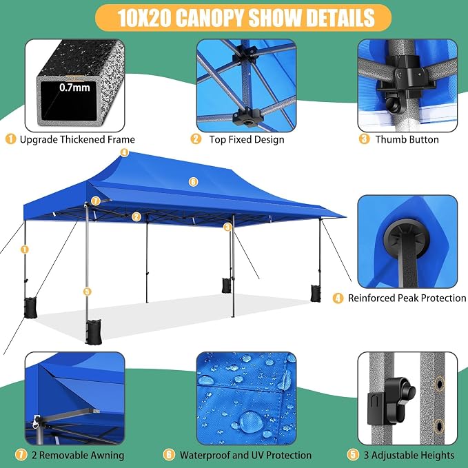 COBIZI 10x20 Pop Up Canopy Tent - Image 5