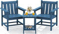 SEWRWALL 3 Pieces Patio Bistro Set, All Weather Adirondack Chair Set by SERWALL
