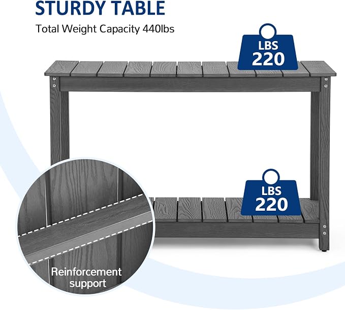 Outdoor Console Table, 440LBS Weight Capacity, 2-Tier Multifunctional Buffet - Image 5
