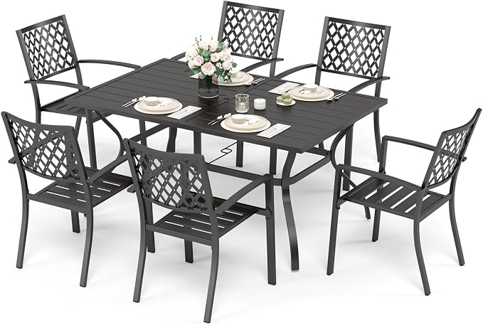 Sophia & William Patio Dining Set Metal Outdoor Table and Chairs Furniture Set by SophiaWilliam