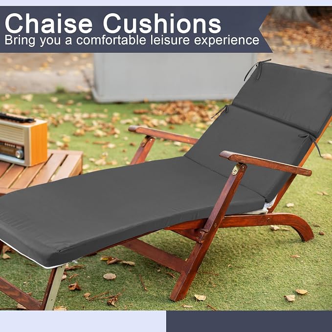 2 Pcs Indoor Outdoor Chaise Lounge Cushions Sponge Bench Outdoor Furniture - Image 5