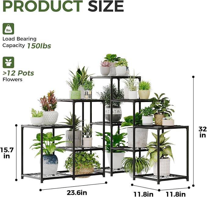 Bamworld Corner Plant Stand Indoor Metal Plant Shelf 5-Tier 11 Potted Flower - Image 2