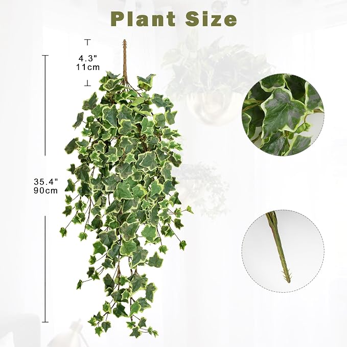 Hollyone 2pcs Artificial Hanging Plants 35.4" Fake Ivy Vine Faux Ivy Leaves - Image 2