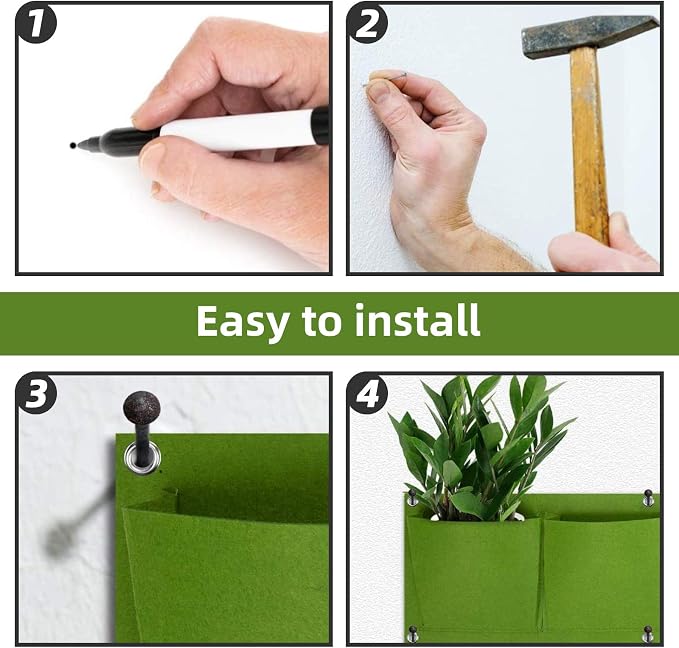 LITLANDSTAR Hanging Planter, 18 Pocket Vertical Wall Mounted Grow Bag, Modern - Image 9
