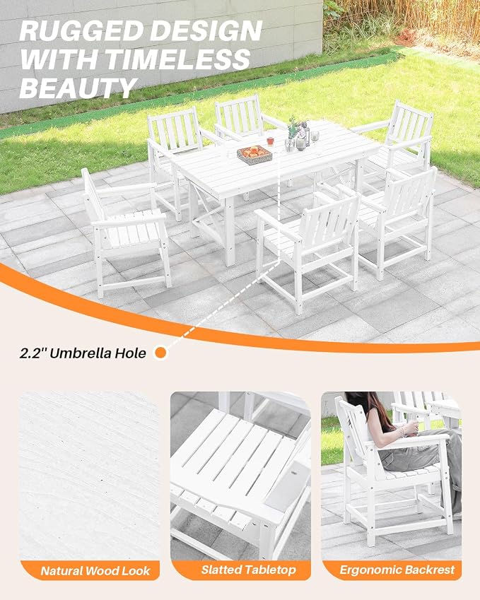 HDPE Patio Dining Set, 5-Piece Outdoor Table and Chairs - Image 8