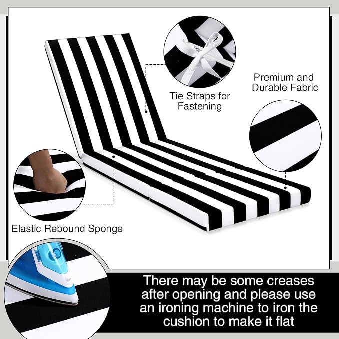 Pinkunn Chaise Lounge Cushion Waterproof Outdoor Lounge Chair Cushions 21 x 72 - Image 3