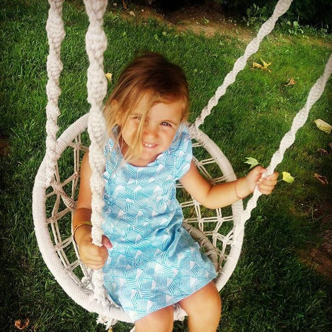 Hammock Swing Chair for 2-5 Years Old Kids, Handmade Knitted Macrame Hanging - Image 3