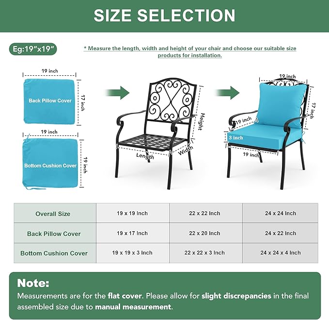 Waterproof Outdoor Cushions for Patio Furniture, Fade Resistant Backrest and - Image 7