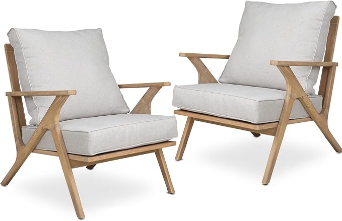 4 Pieces Acacia Wood Patio Furniture Set, Outdoor Seating Sofa Set - Image 9