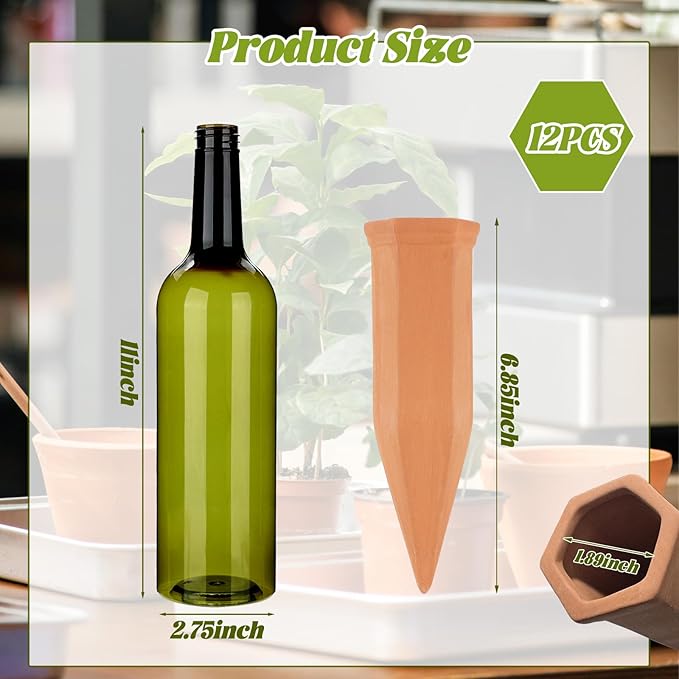 TINSKY 6 Sets Plant Watering Devices Terracotta Self Watering Spikes and 26 Oz - Image 4