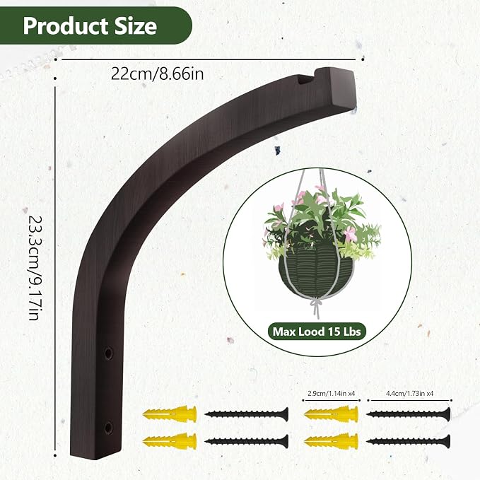 Stylish Wooden Plant Hanger – 2 Pack, 8-Inch Indoor/Outdoor Wall Hooks - Image 6