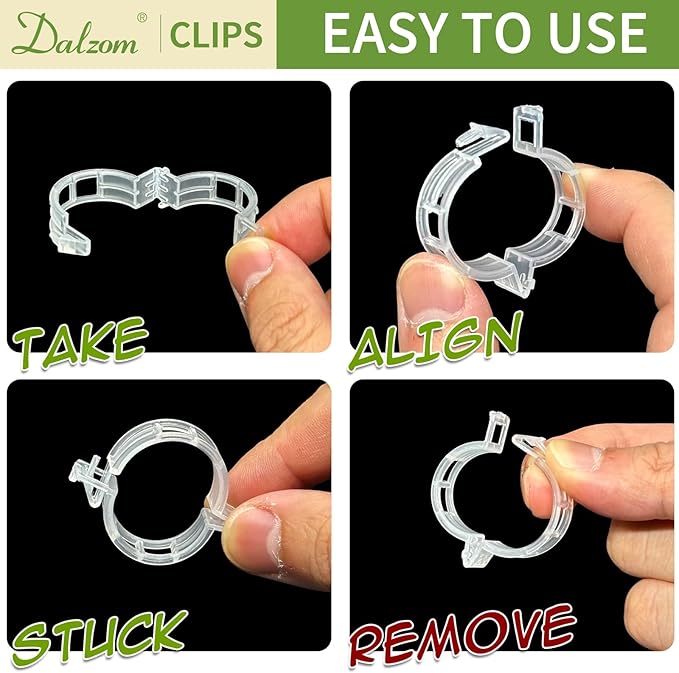Dalzom® 300Pcs Tomato Clips, Plastic Trellis Clips Plant Support Clips - Image 7