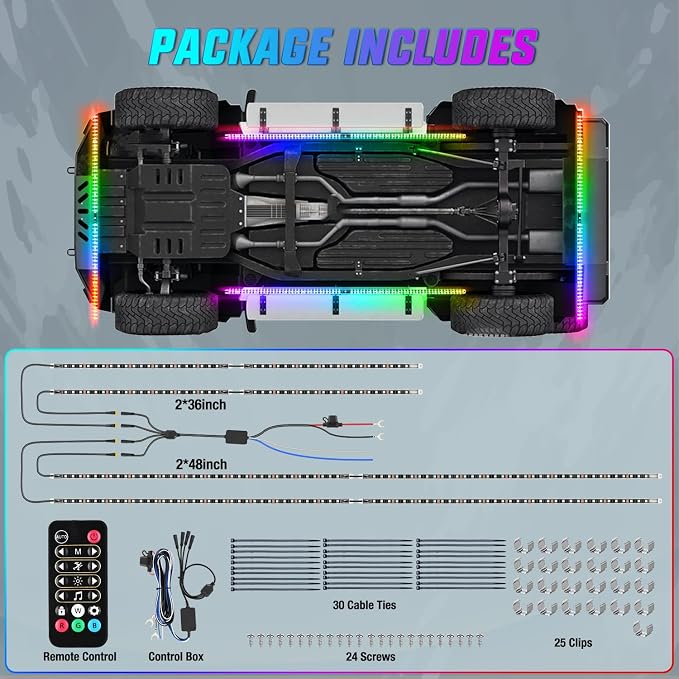Nilight 8Pcs Aluminum Underglow Neon Accent Strip Lights 396 LEDs Dream Color - Image 7