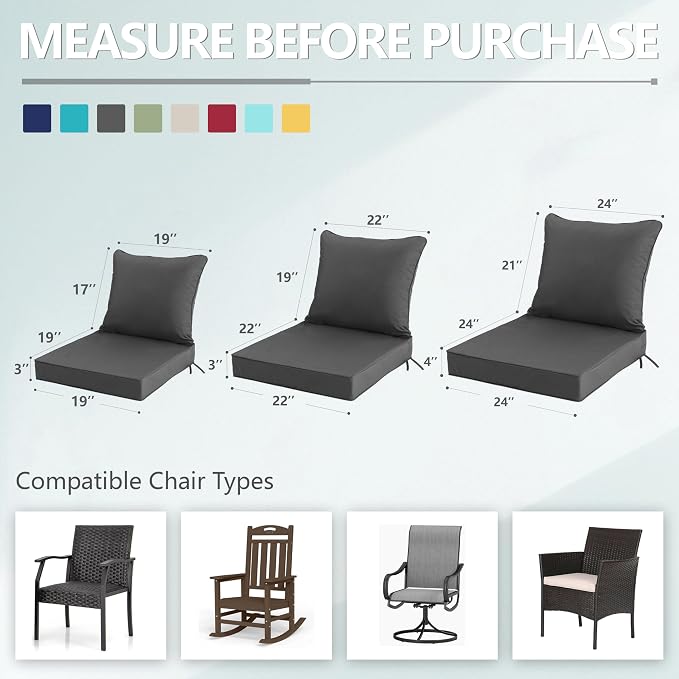 22x22 Inch Patio Chair Cushion - Image 7