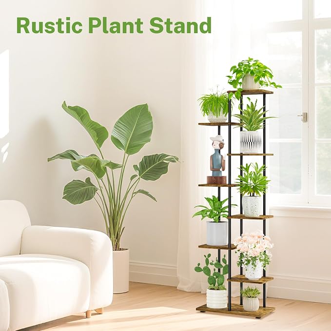 iDavosic.ly 7 Tier Tall Plant Stand Indoor, Tiered Corner Metal Wood Multiple - Image 7