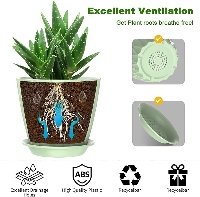 6 Pack 7 Inch Indoor Plant Pots - Image 4