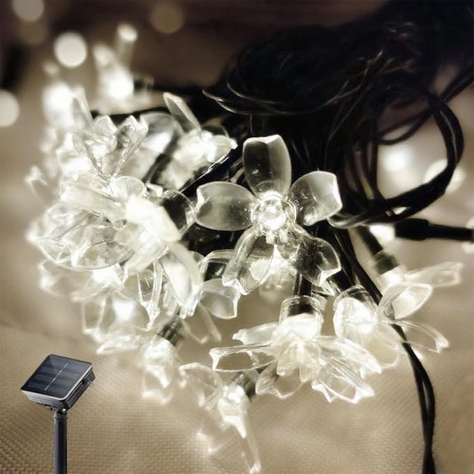 Solar String Lights, 50 LED Outdoor Flower Patio Lights Waterproof, Fairy Lights by Luforu