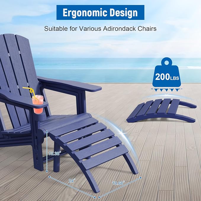 FONTOI Adirondack Ottoman, HDPE Plastic Adirondack Chair Footstool, All Weather - Image 5