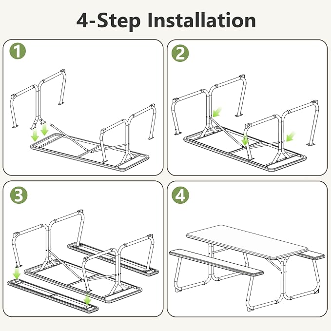 Picnic Table, 6 FT Outdoor Picnic Table - Image 7