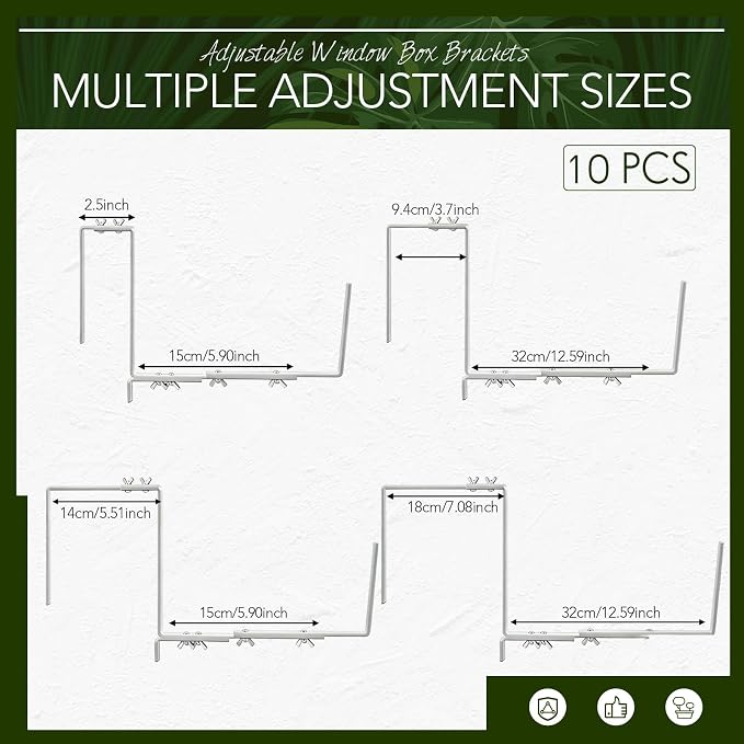 Layhit 10 Pcs Adjustable Planter Box Brackets Universal Heavy Duty Flower Box - Image 2
