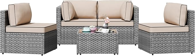 Shintenchi 5 Pieces Outdoor Patio Furniture Sets, Patio Sectional Sofa Couch - Image 7