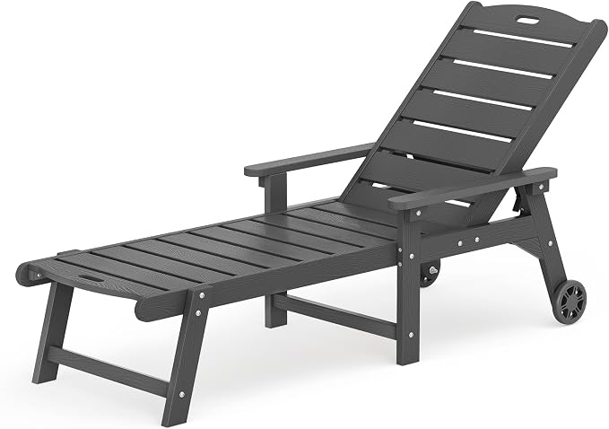 LUE BONA Outdoor Chaise Lounge, HDPS Chaise Lounger, 5 Positions Adjustable - Image 8