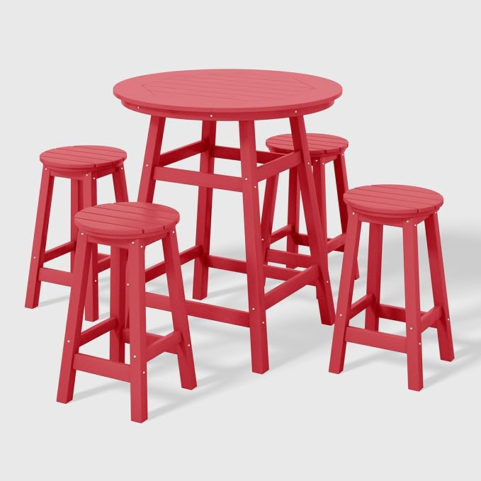 WestinTrends Malibu 5-Piece HDPE Outdoor Patio Dining Bar Bistro Table Set by WestinTrends