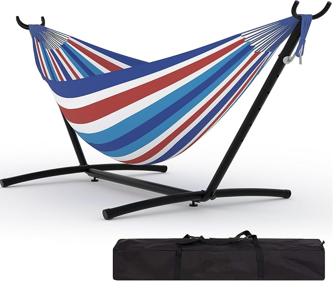 2 Person Hammocks with Stand for Outside, Double Hammocks Portable Space Saving by Garvee