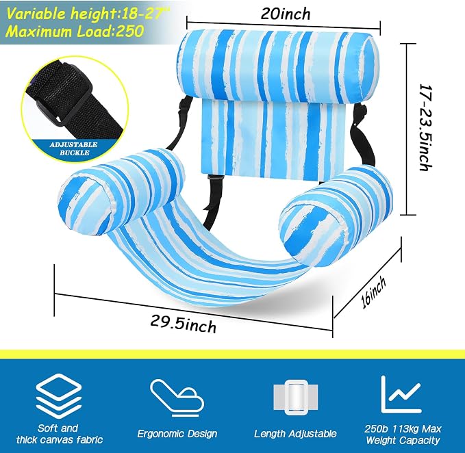 2 Pack Inflatable Pool Float for Adult Adjustable Hammock Float Chair Fabric - Image 2