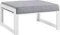 Modway Fortuna Aluminum Outdoor Patio Ottoman in White Gray by Modway
