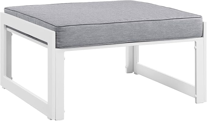 Modway Fortuna Aluminum Outdoor Patio Ottoman in White Gray by Modway
