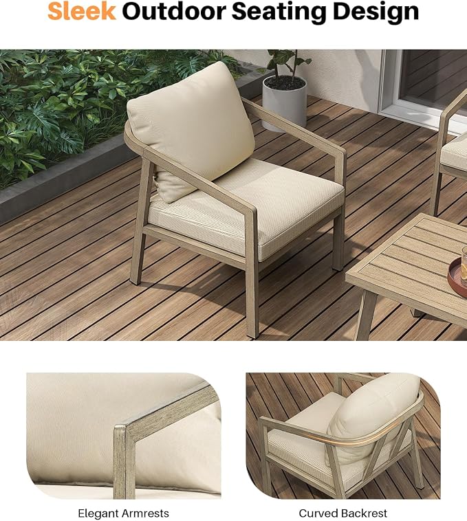 Patio Sofa Chairs Set of 2, Never-Rust Aluminum Outdoor Armchair - Image 8
