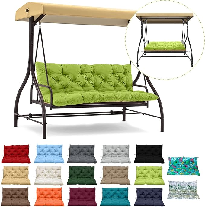 Waterproof Porch Swing Cushion Replacement, Thick 4" 2–3 Seat Outdoor Swing by RUFXIEZW