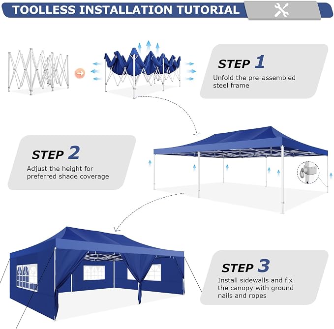 COBIZI Pop up Canopy Tent 13x26 Heavy Duty Gazebo - Image 8