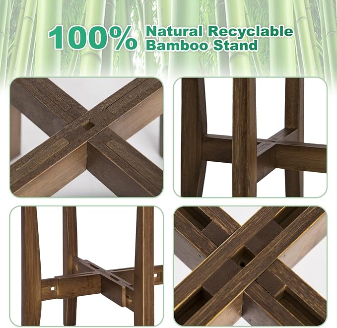 Plant Stand Indoor, Bamboo Plant Shelf, Adjustable Corner Plants Flower Holders - Image 5