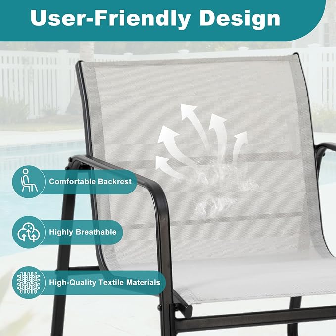 DUMOS 3 Piece Patio Furniture Set，Outdoor Patio Furniture Conversation Set - Image 5