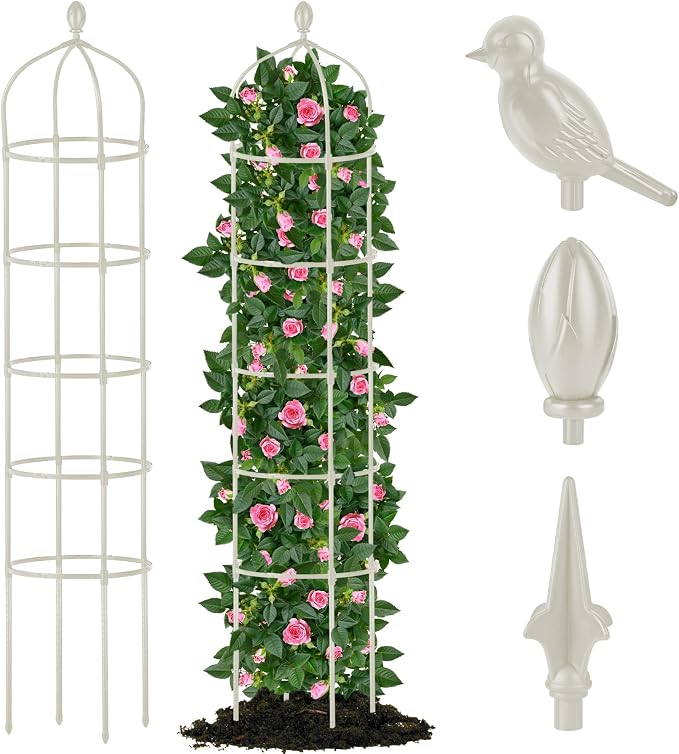 Garden Obelisk Trellis for Climbing Plants Outdoor 6.7 Ft Rose Bush Round by Miuwauer