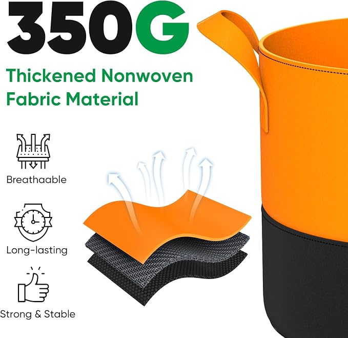 15-Gallon Grow Bags for Potato Planting: 6 Pack Heavy Duty 350G Thickened - Image 3