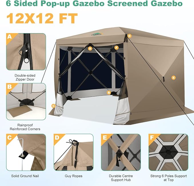 COBIZI 12x12 FT Pop Up Canopy Stargazing Tent, Gazebos On Clearance - Image 6