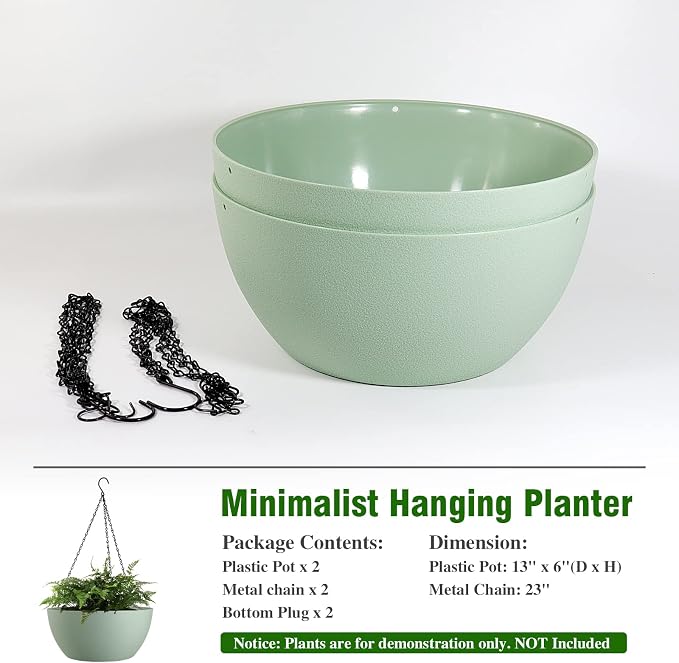 WOUSIWER 13 inch 2 Pack Large Hanging Planters - Image 4